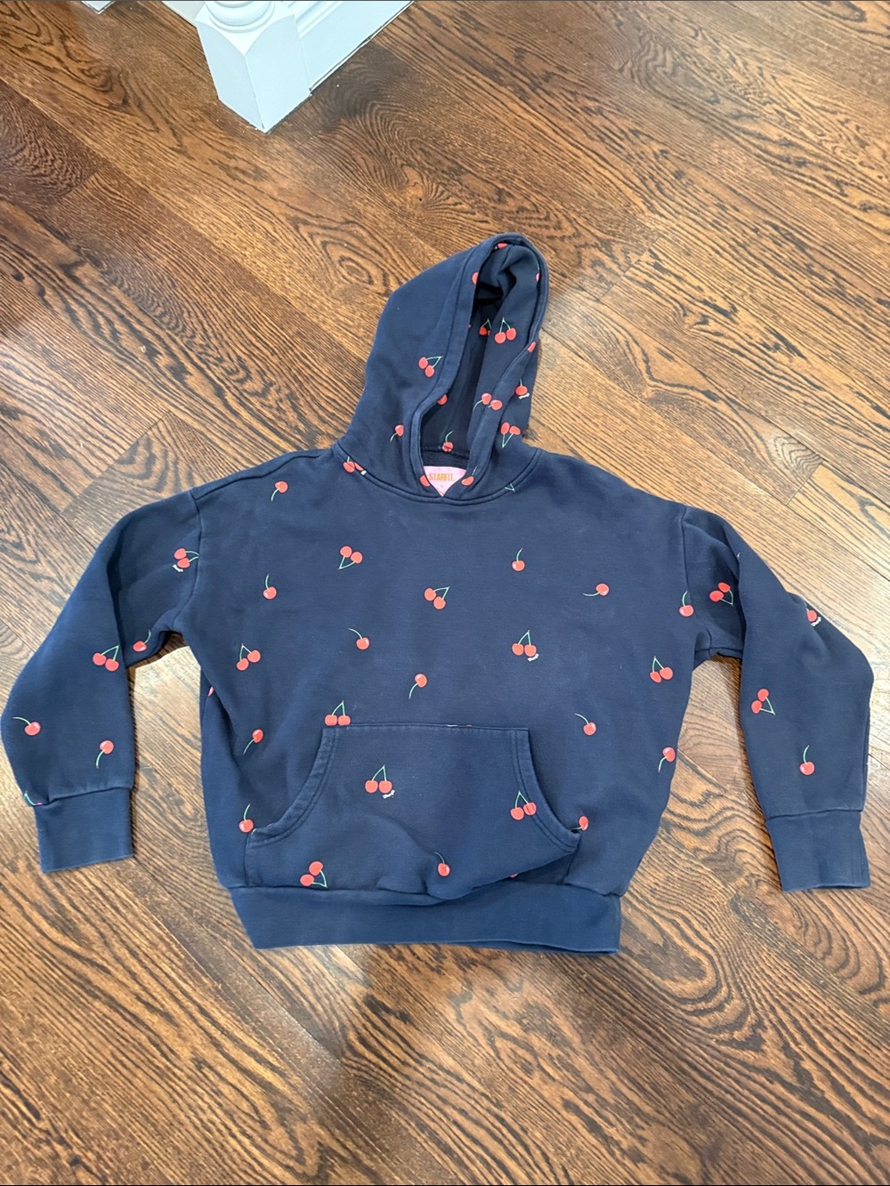 Kids Navy Cherry-Print Hooded Pullover Sweatshirt